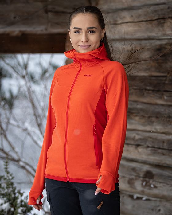 Bergans Cecilie Wool Hood Jacket Energy Red / Red Leaf