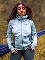 Bergans Cecilie Wool Hood Jacket Misty Forest / Orion Blue