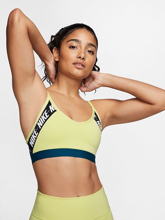 Nike Indy Logo Sports Bra Limelight/ Valerian Blue/ White