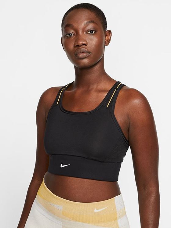 Nike Swoosh Icon Clash Sports Bra Black/ Laser Orange/ White