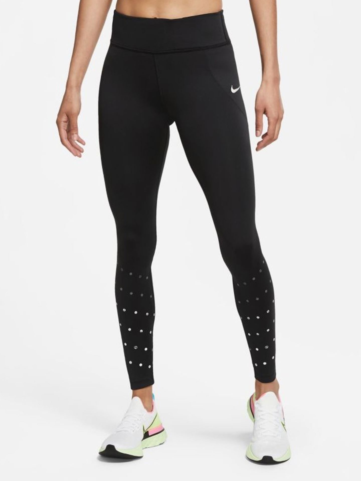 nike running runway sparkle speed flash leggings in black