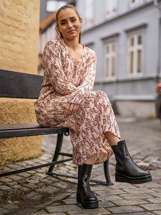 Moss Copenhagen Camly Rikkelie Long Sleeve Dress Bellini Leaf