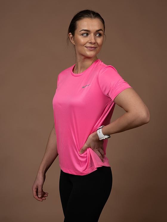 Nike Miler Tee Short Sleeve Pink Glow/ Reflective Silver