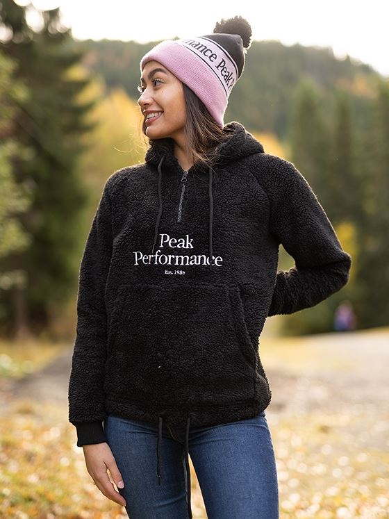 Peak Performance Original Pile Half Zip Hood Black