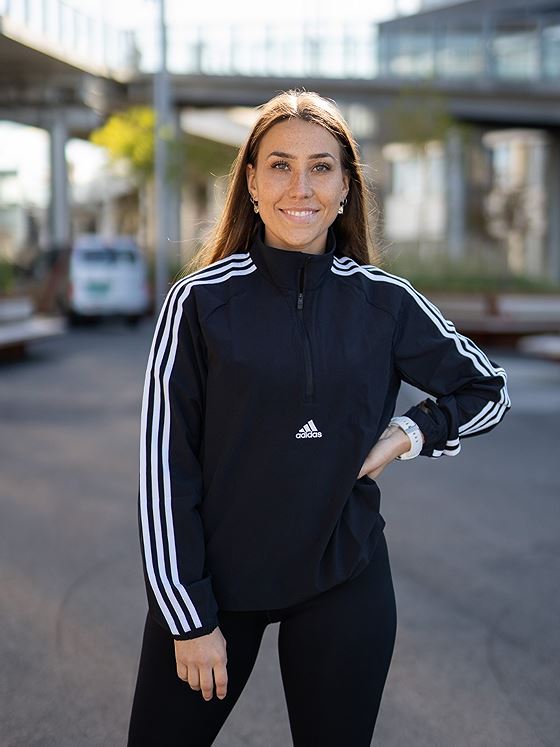 adidas Woven 3 stripes Training Half Zip Black/ White