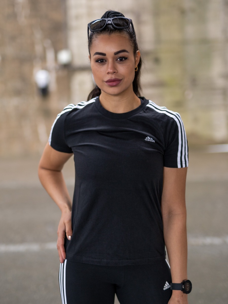 adidas 3-Stripes Cotton Tee Black/ White