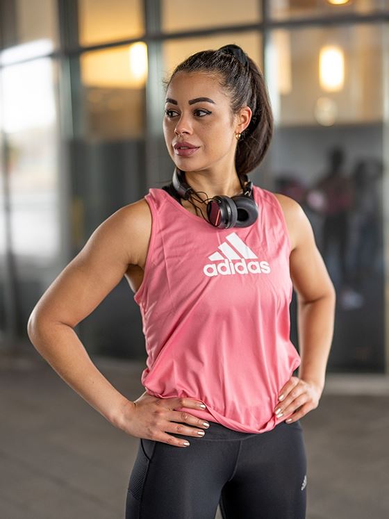 adidas Big Logo Tank Hazy Rose / White