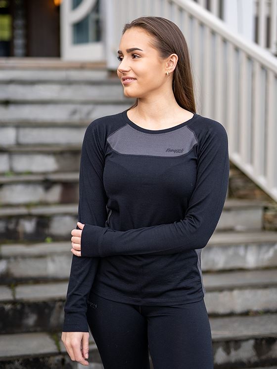 Bergans Cecilie Wool Long Sleeve Black / Solid Charcoal
