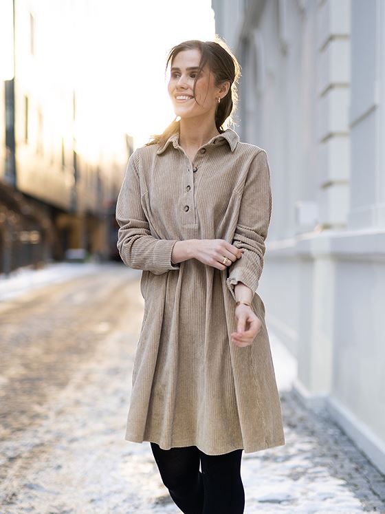 Moss Copenhagen Ane Florina Long Sleeve Dress Cornstalk