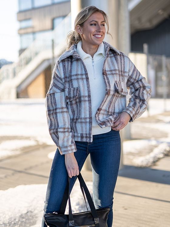 NA-KD Checked Wool Blend Jacket Checkered