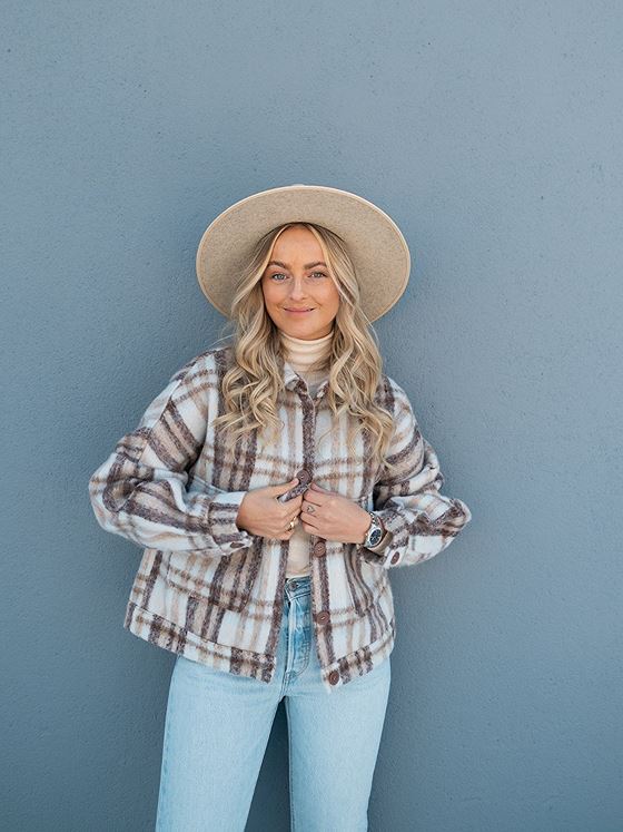 NA-KD Checked Wool Blend Jacket Checkered