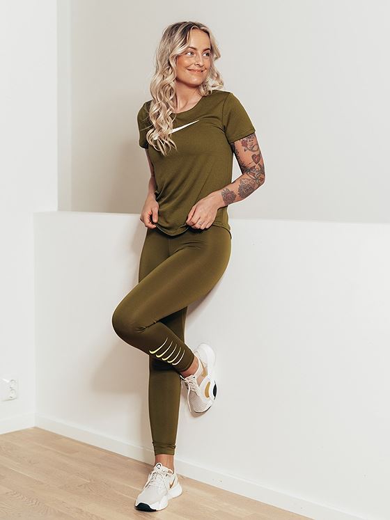 Nike Swoosh Run 7/8 Tights Olive Flak/ Reflective Silver