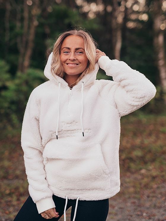 Peak Performance Original Pile Half Zip Hood White