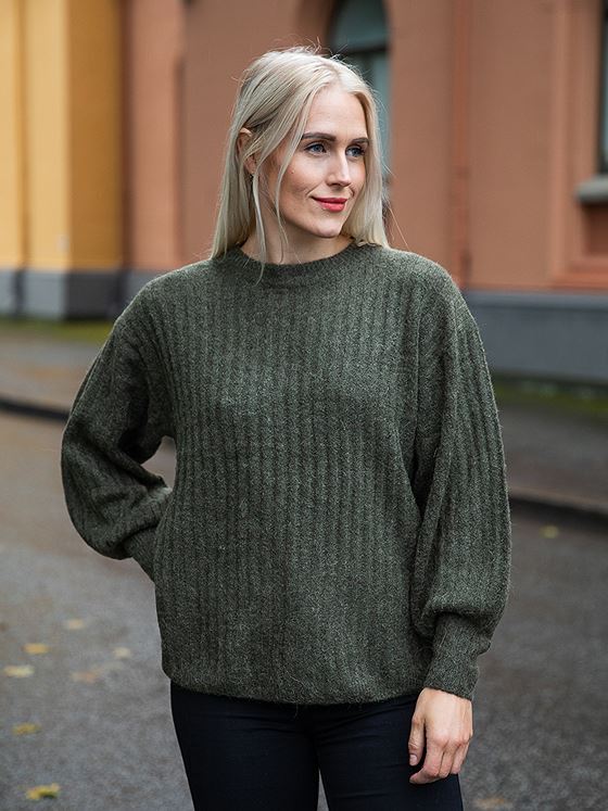 Ichi Amara Long Sleeve Rib Ivy Green