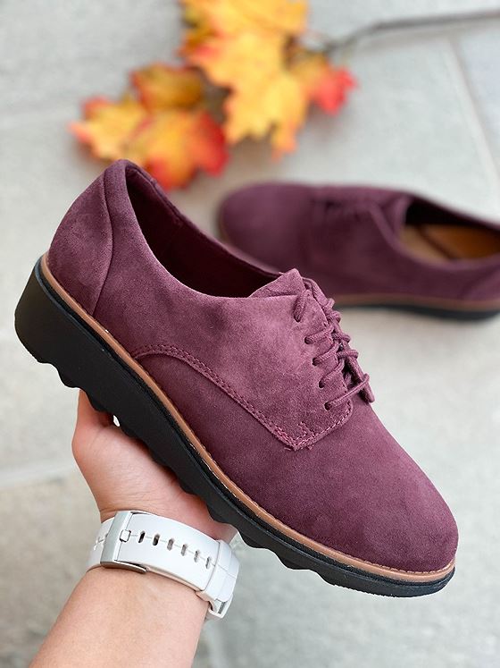 Clarks Sharon Noel Burgundy Nubuck
