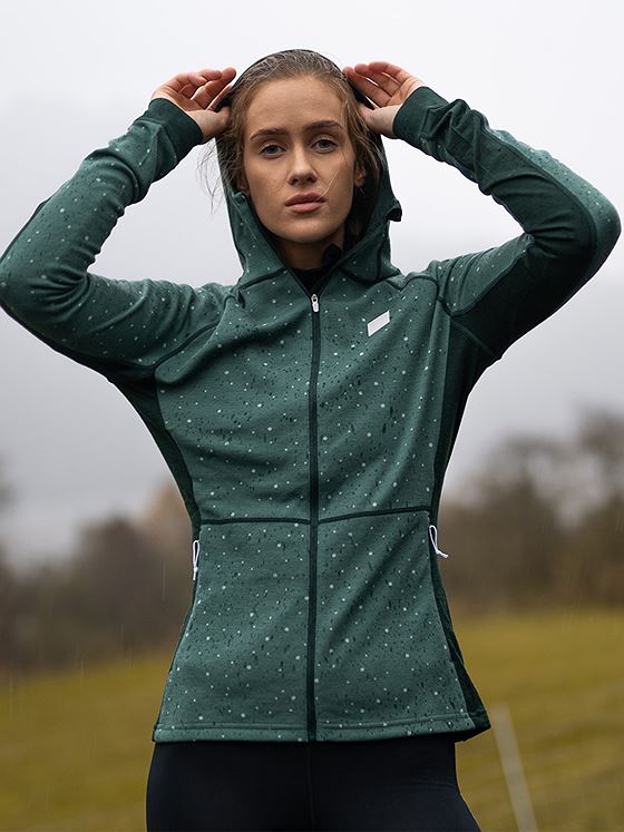 Johaug Maven Wool Fullzip Hood Smoke Pine Green