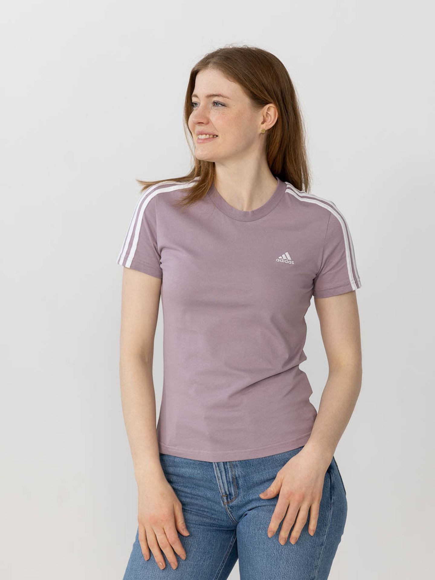 adidas 3-Stripes Cotton Tee Lilla