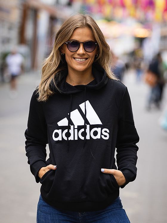 adidas Big Logo Fleece Hoodie Black / White