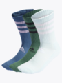 adidas Crew 3-Stripes 3 Pack Socks Green Oxide / Wonder Steel / Almost Blue