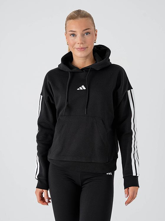 adidas 3-Stripes Fleece Hoodie Black / White