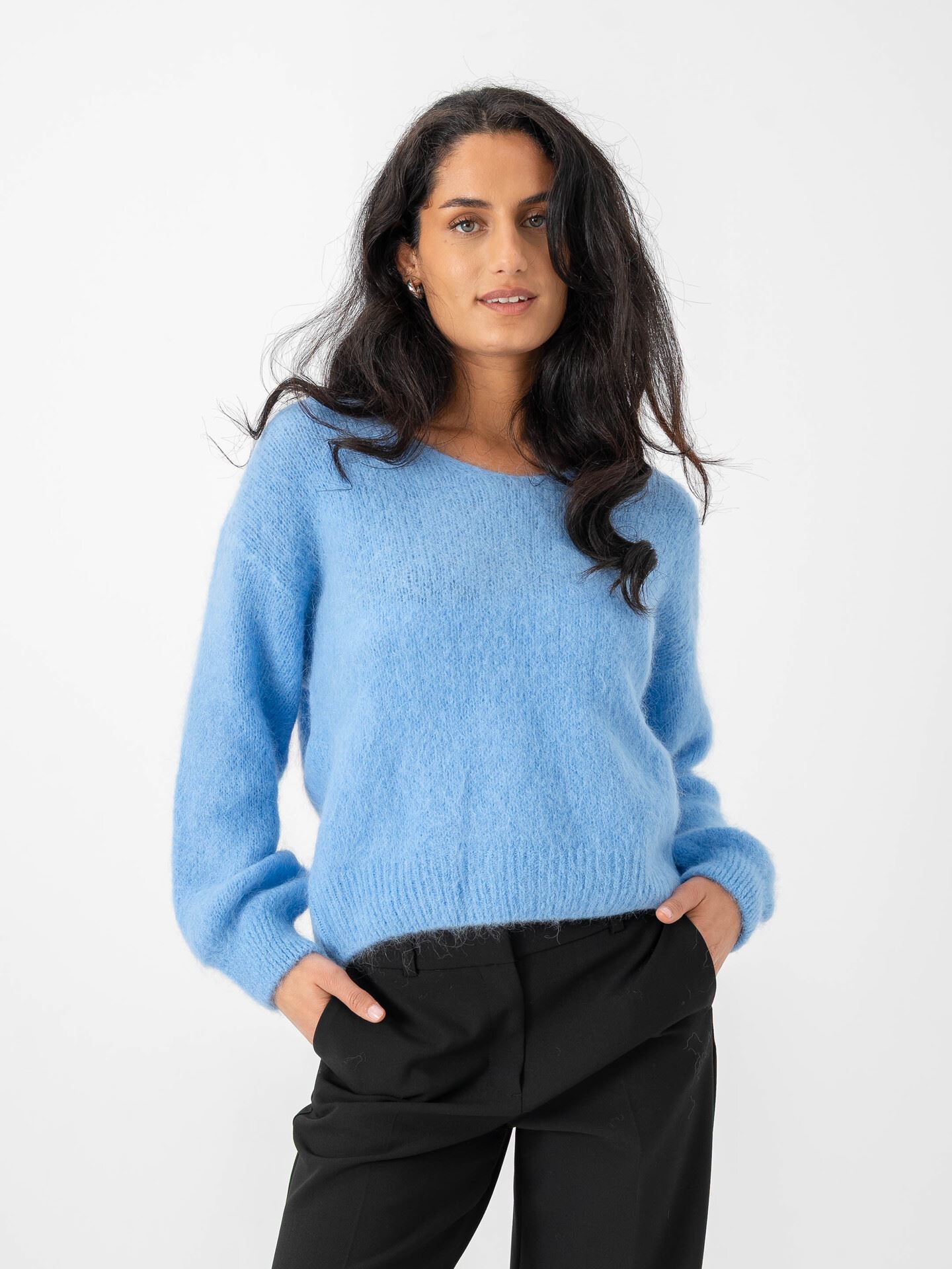 American Dreams Milana Long Sleeve Alpaca Pullover Sky Blue
