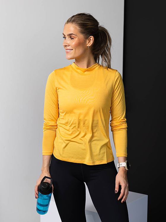 Asics Mock Neck Run Long Sleeve Top Tiger Yellow