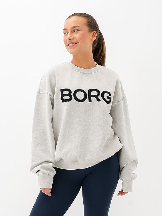 Björn Borg Borg Borg Oversized Logo Sweatshirt Light Grey Melange