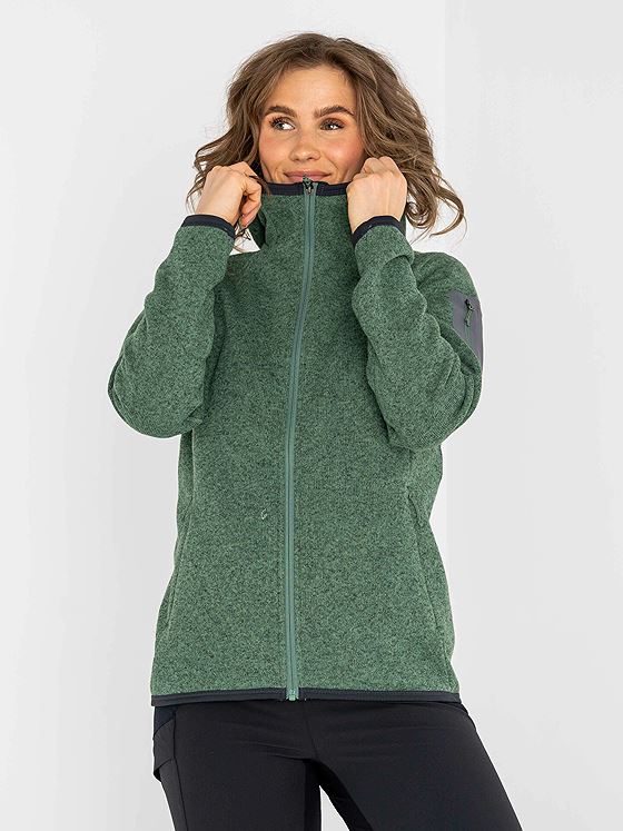 Bergans Kamphaug Knitted Hoodie Dark Jade Green