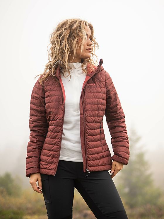 Bergans Lava Light Down Jacket w/Hood Women Amarone Red