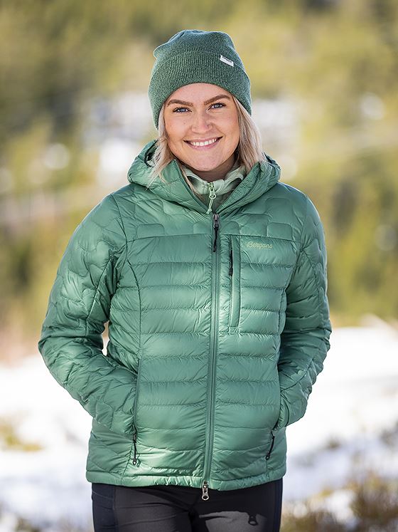 Bergans Magma Light Down Jacket w/Hood Women Dark Jade Green