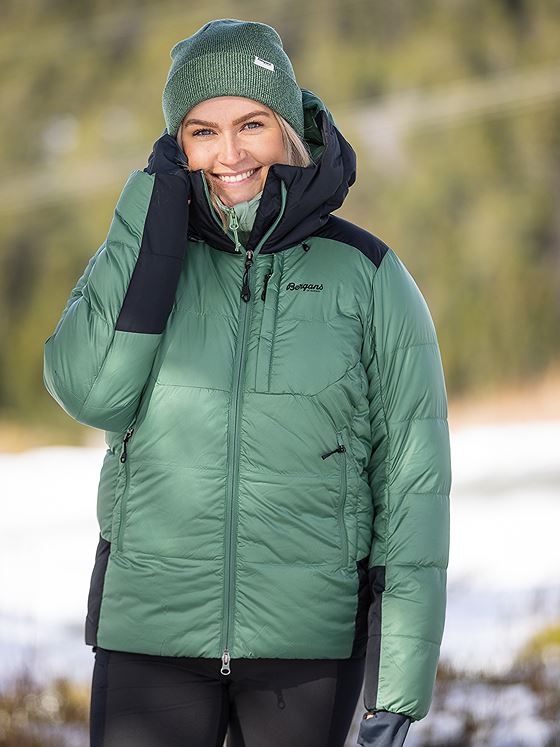 Bergans Magma Warm Down Jacket w/Hood Women Dark Jade Green / Black