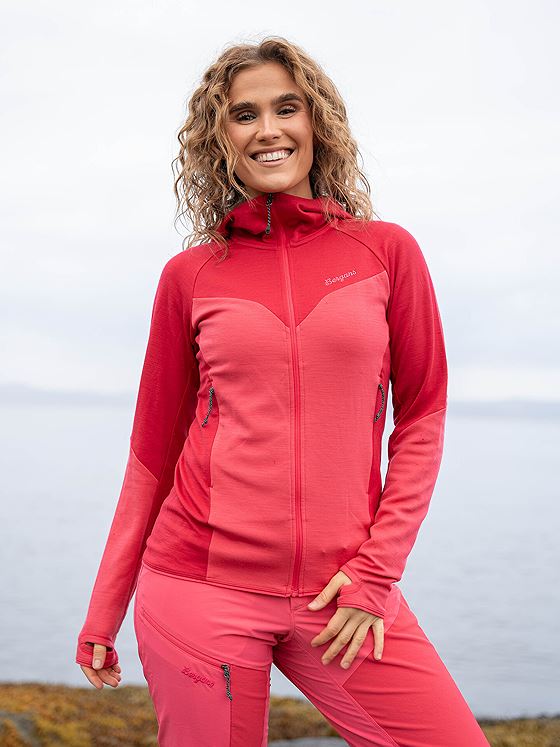 Bergans Tind Merino Hood Jacket Women Alpine Rose / Light Alpine Rose