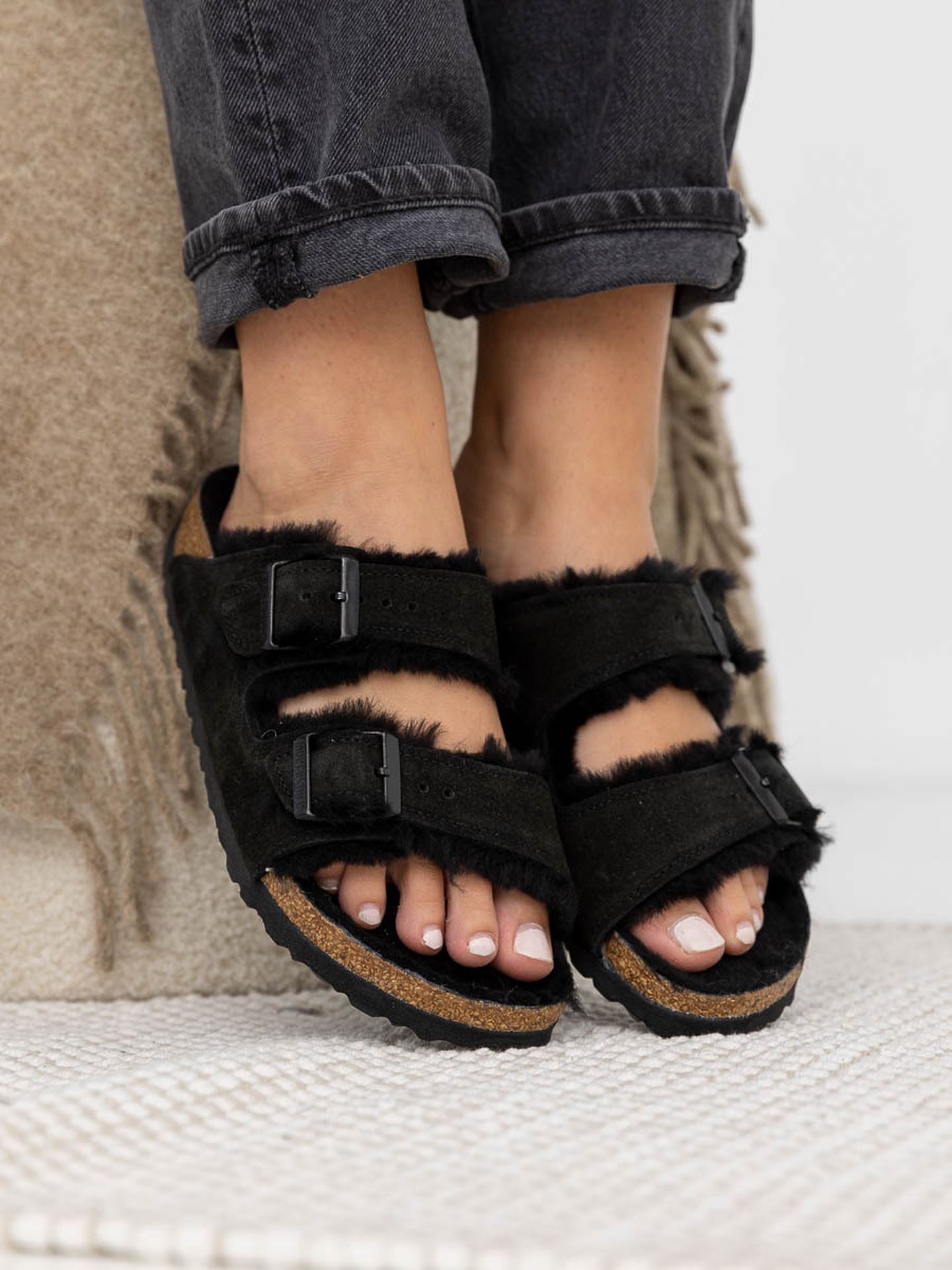 Birkenstock Arizona Fur Black