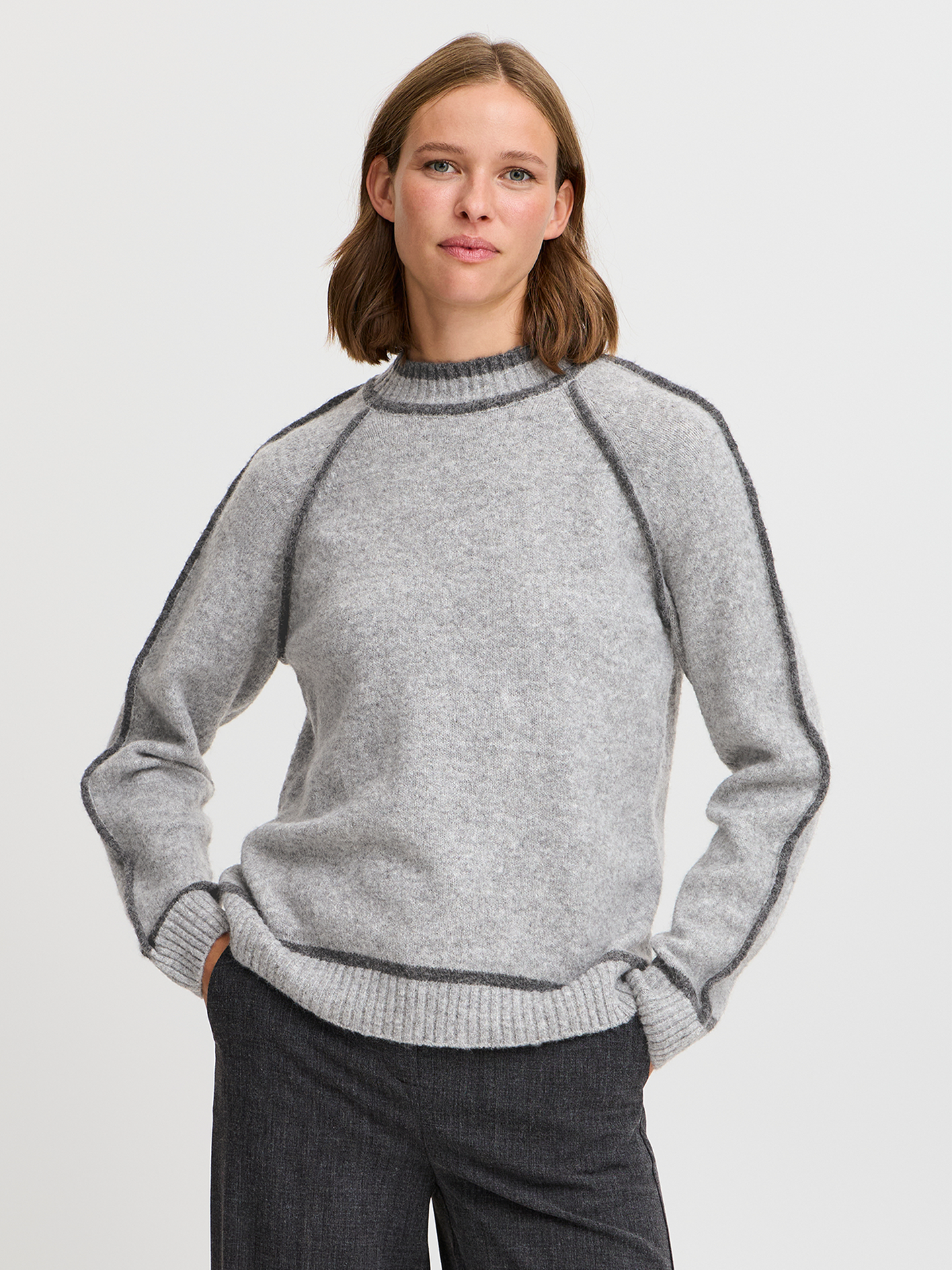 B.YOUNG Ninna W.Turtle Neck Mid Grey Melange Mix