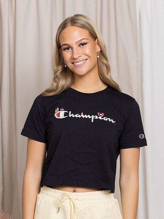 Champion Stitched Crop Tee Black