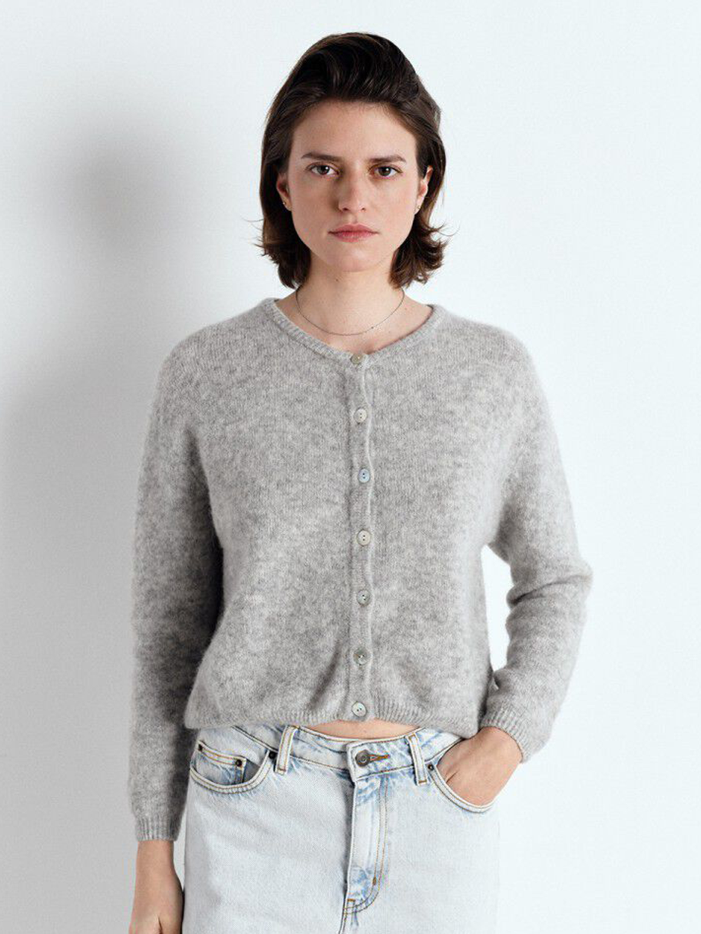 American Vintage Vitow Cardigan Melange Light Grey