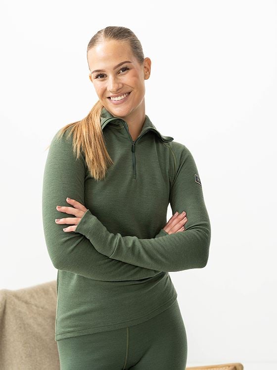 Devold Expedition Merino 235 Zip Neck Woman Grønn