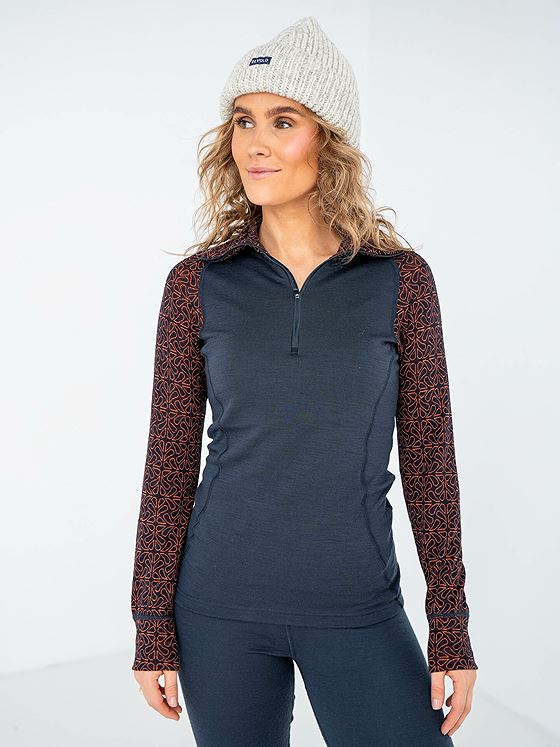 Devold Duo Active Merino 205 Zip Neck Woman Blå