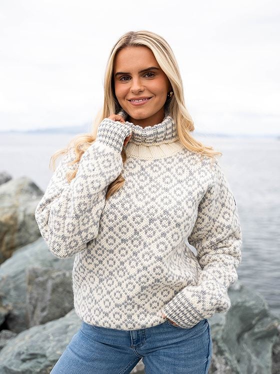 Devold Svalbard Sweater High Neck Offwhite/Grey
