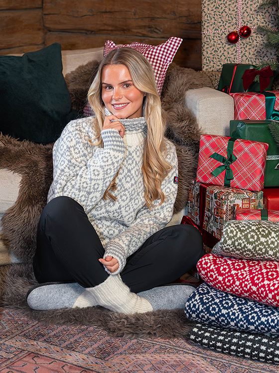 Devold Svalbard Sweater High Neck Offwhite/Grey