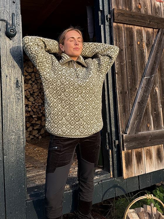 Devold Svalbard Wool Zip Neck Olive/Offwhite