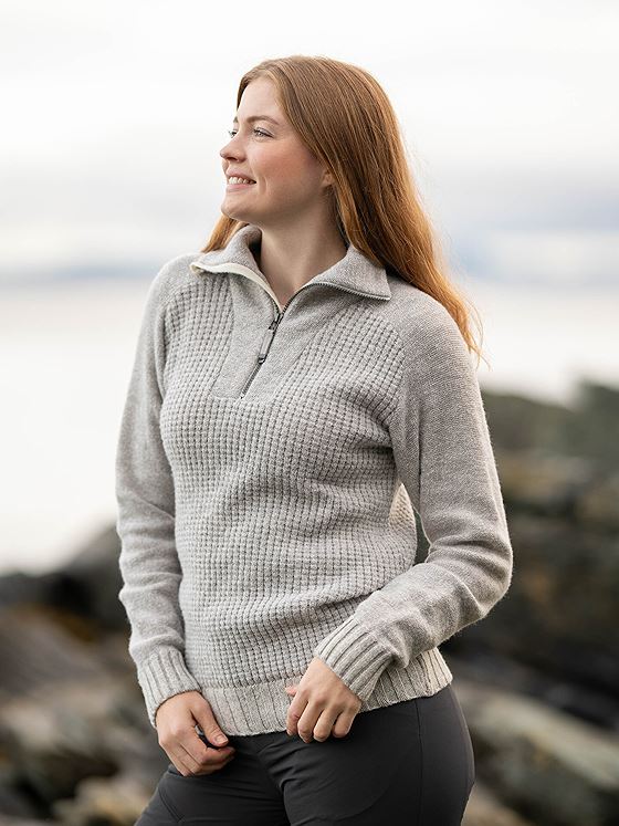 Devold Bispen Wool Zip Neck Grey Melange