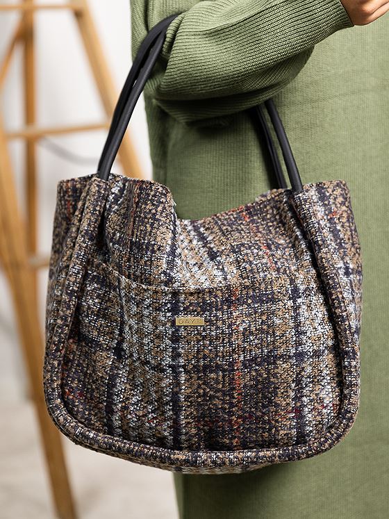 DAY ET Woolen Check Small Shopper Multi Colour