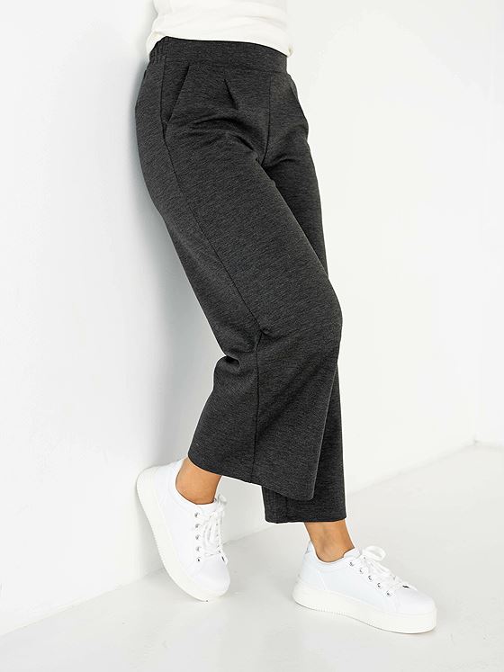Ichi Kate Wide Pant Dark grey melange