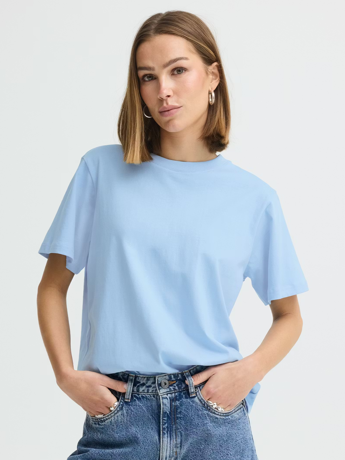 Ichi Palmer Loose Short Sleeve Powder Blue
