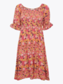 Ichi Vera Dress 26 Carmine Flower AOP