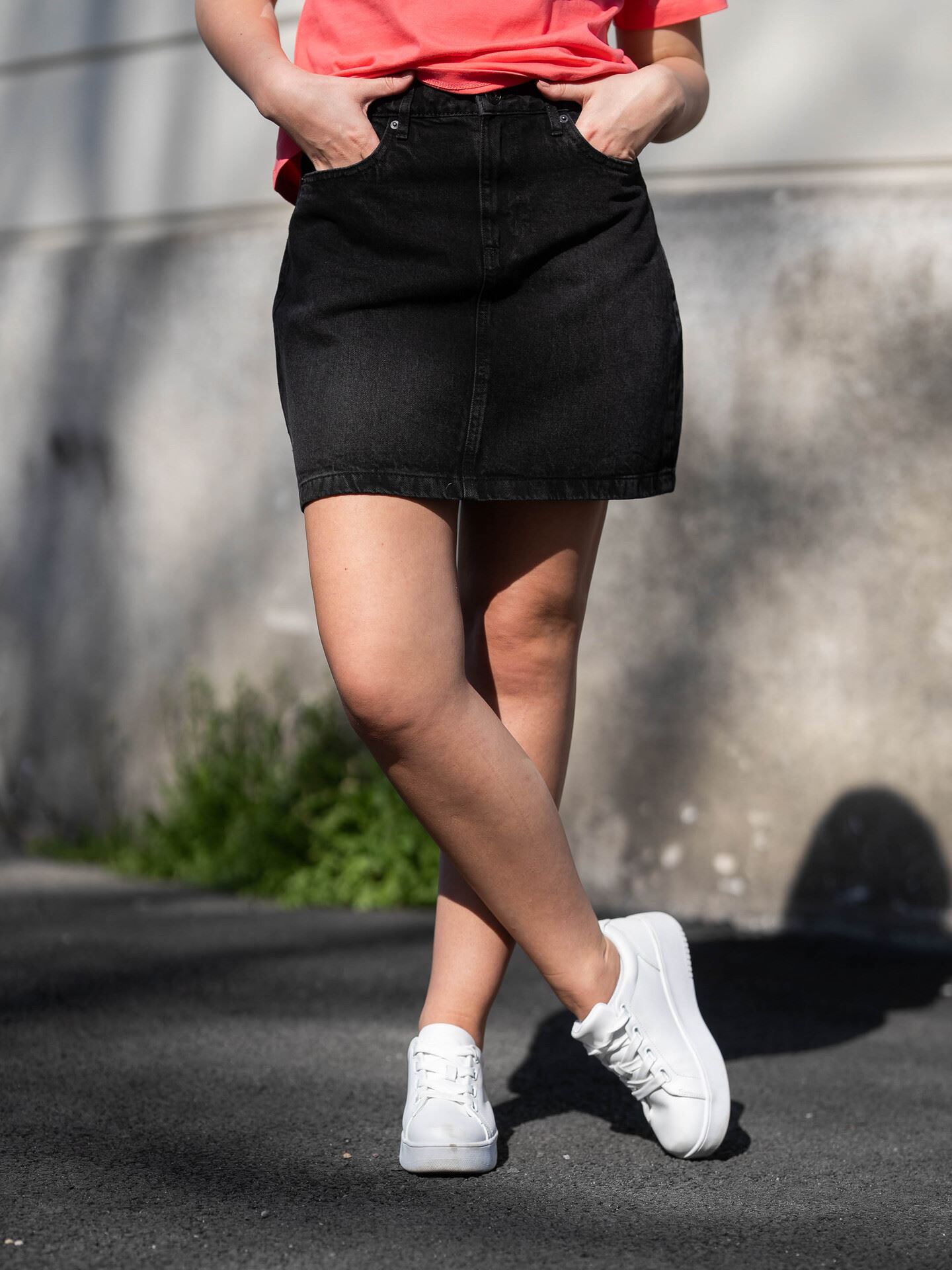 Ichi Aveny Skirt Washed black