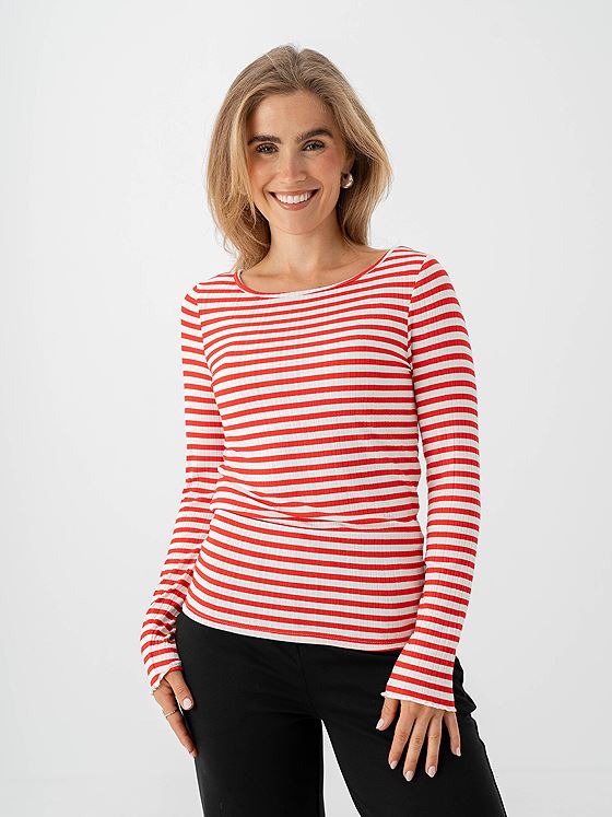Ichi Cella Long Sleeve Cloud / Fiery Red