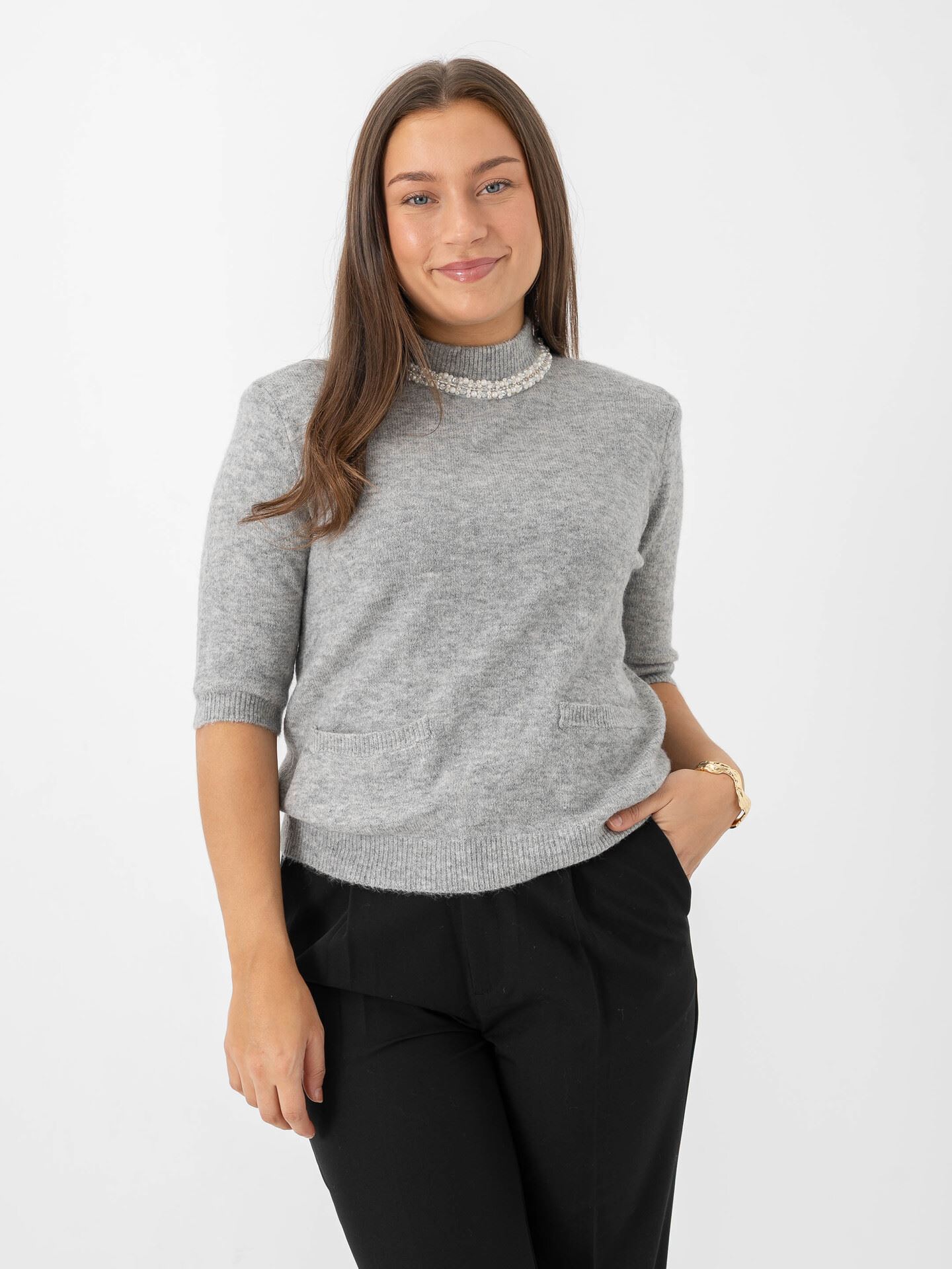 Ichi Macon Short Sleeve Grey melange