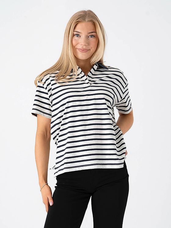 Ichi Mira Polo Short Sleeve Total Eclipse / Cloud Dancer